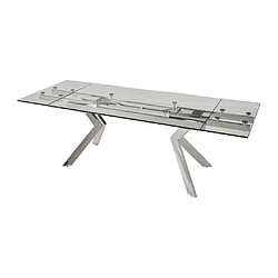 Vente-Unique Table à manger extensible VELIKA - Verre trempé & métal - 6 à 8 personnes pas cher