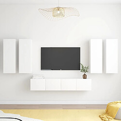 vidaXL Ensemble de meubles TV 6 pcs Blanc Bois d'ingénierie