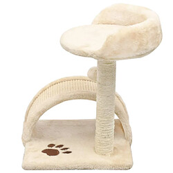 Helloshop26 Arbre à chat griffoir grattoir niche jouet animaux peluché en sisal 40 cm beige et marron 3702255