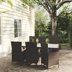 Maison Chic Ensemble à manger d'extérieur 7 pcs avec coussins,Salon de jardin,Mobilier de jardin Résine tressée Marron -GKD828513