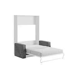 Vente-Unique Lit escamotable canapé 140 x 200 cm - Ouverture verticale manuelle - Blanc et gris - VACIALA II pas cher