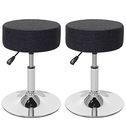 Decoshop26 Set de 2 tabourets sièges polyvalent hauteur réglable pivotant Ø 35cm tissu gris foncé 04_0005217