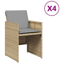 Maison Chic Lot de 4 Chaises de jardin avec coussins | chaises Relax d'extérieur mélange beige -GKD35529