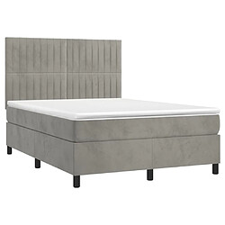 Avis Maison Chic Lit adulte- Lit + matelas,Sommier à lattes de lit avec matelas LED Gris clair 140x190 cm -GKD56445