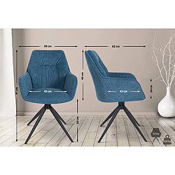 Avis Decoshop26 Chaise de salle à manger pivotant avec accoudoirs x1 en tissu bleu et piètement en métal noir 10_0002040