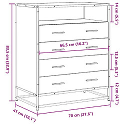 vidaXL Commode chêne marron 70x41x83,5 cm bois d'ingénierie pas cher