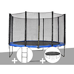 JARDIéco Kit trampoline Jardideco Cronos Ø 3,66 m Bleu + Echelle + Bâche de protection