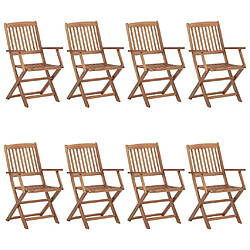 vidaXL Chaises pliables de jardin 8 pcs avec coussins Bois d'acacia