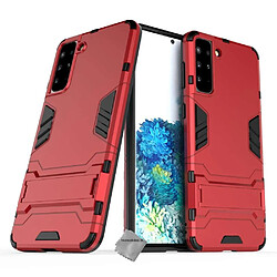 Htdmobiles Coque rigide anti choc pour Samsung Galaxy S21 Plus 5G + film ecran - ROUGE