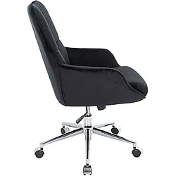 Decoshop26 Chaise de bureau pivotante avec accoudoirs réglable en hauteur velours noir BUR04102