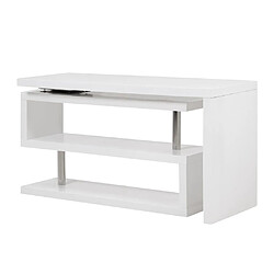 Vente-Unique Bureau extensible NICEPHORE II - MDF laqué - Blanc - Plateau pivotant 360° pas cher