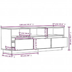 vidaXL Meuble TV 140x37x50 cm Bois de pin massif pas cher