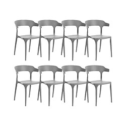 Beliani Lot de 8 chaises GUBBIO Matière synthétique Gris foncé