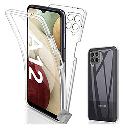 Htdmobiles Coque silicone gel fine 360 integrale (avant et arriere) pour Samsung Galaxy A12 / M12 + film ecran - TRANSPARENT