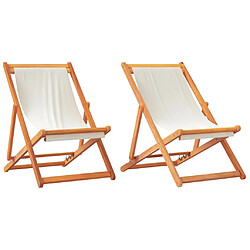 Maison Chic Lot de 2 Chaises de plage pliables | Chaises Relax d'extérieur blanc crème tissu -GKD71076