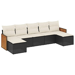 vidaXL Salon de jardin 7 pcs avec coussins noir résine tressée