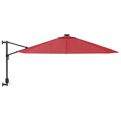 Avis vidaXL Parasol mural avec LED rouge vif 290 cm