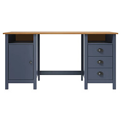 Helloshop26 Bureau table poste de travail meuble d'ordinateur informatique étude Hill 150 x 50 x 74 cm bois de pin solide gris 02_0023862