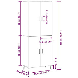 vidaXL Buffet haut Noir 69,5x34x180 cm Bois d'ingénierie pas cher