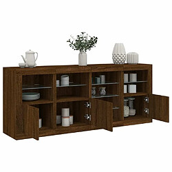 Maison Chic Commode Buffet - Meuble de rangement avec lumières LED chêne marron 164x37x67 cm -GKD62540