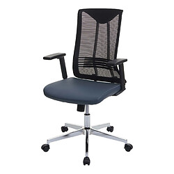 Decoshop26 Chaise de bureau ergonomique pivotante avec accoudoirs en tissu mesh bleu-gris 04_0001884