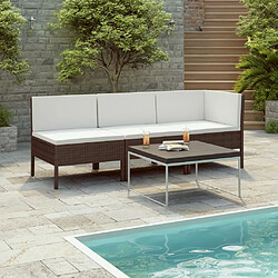 Maison Chic Salon de jardin 3 pcs + coussins - Mobilier/Meubles de jardin - Table et chaises d'extérieur Résine tressée Marron -MN78945