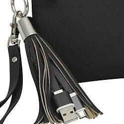 Pochette multifonction avec pompon câble USB vers micro USB - Mobilis - 6.5'' - Noir pas cher