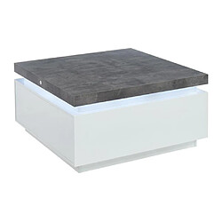 Avis Vente-Unique Table basse HALO II - 2 tiroirs - MDF laqué - Avec LEDs - Blanc et Béton