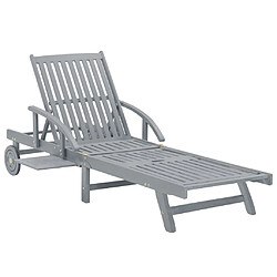 vidaXL Chaise longue de jardin Gris Bois d'acacia solide