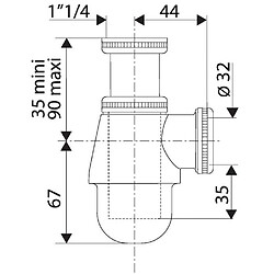 Valentin - Siphon bidet-lavabo réglable en laiton chromé