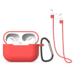 Wewoo Coque Pour AirPods Pro 3 en 1 étui de protection écouteurs silicone + crochet + ensemble de cordes anti-perte rouge