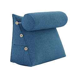 VerCart Coussin de Lecture Incliné Traversin de Dossier Lin Bleu 60cm