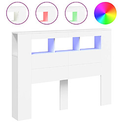 Maison Chic Tête de lit scandinave à LED,meuble de chambre blanc 140x18,5x103,5 cm bois d'ingénierie -MN90761