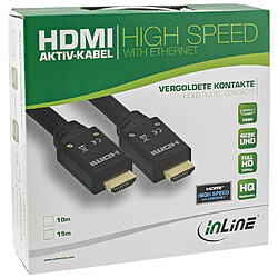 Câble HDMI haute vitesse actif InLine® avec Ethernet, 4K2K, M / M, contacts noirs et dorés, 10 m