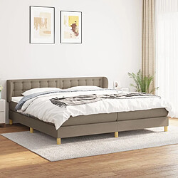 Maison Chic Lit adulte- Lit + matelas,Sommier à lattes de lit avec matelas Taupe 200x200 cm Tissu -GKD20883