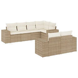 Maison Chic Salon de jardin avec coussins 7 pcs | Ensemble de Table et chaises | Mobilier d'Extérieur beige résine tressée -GKD37764