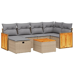 Maison Chic Ensemble à manger d'extérieur 7 pcs avec coussins,Salon de jardin,Mobilier de jardin mélange beige résine tressée -GKD354890