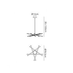 Luminaire Center Suspension LED intégré Star Argent 1 ampoule 35cm