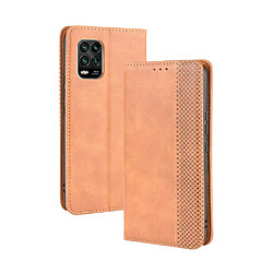 Etui en PU auto-absorbé rétro avec support marron pour votre Xiaomi Mi 10 Lite 5G/10 Youth 5G