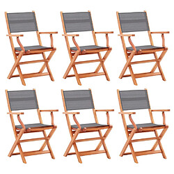 vidaXL Chaises pliables de jardin lot de 6 gris eucalyptus textilène