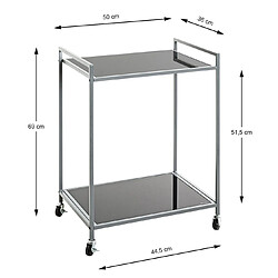 Pegane Table de desserte en verre et acier coloris gris -longueur 50 x profondeur 36 x hauteur 69 cm