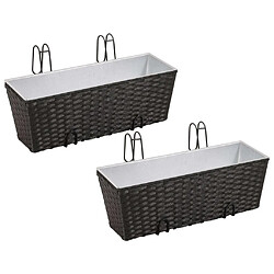 Maison Chic Ensemble de 2 Jardinière,Bac à fleurs - pot de fleurs de balcon Trapèze Rotin 50cm Noir -GKD44932