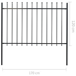 Acheter vidaXL Clôture de jardin avec dessus en lance Acier 1,8 m Noir