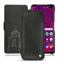 Housse cuir Samsung Galaxy S10+ - Rabat horizontal - Negre poudro ( Pantone #111212 ) - NOREVE