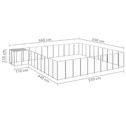 Helloshop26 Chenil extérieur cage enclos parc animaux chien argenté 31,46 m² acier 02_0000268