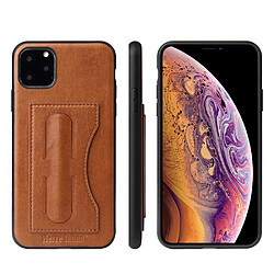 Wewoo Coque Souple Fierre Shann Étui de protection en cuir à couverture totale avec support et fente pour carte iPhone 11 Pro Marron