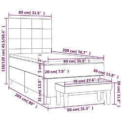 vidaXL Sommier à lattes de lit avec matelas Crème 80x200 cm Tissu pas cher