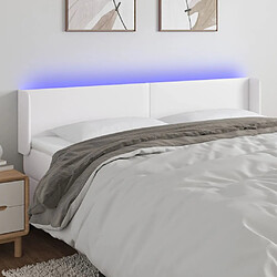 Maison Chic Tête de lit scandinave à LED,meuble de chambre Blanc 203x16x78/88 cm Similicuir -MN27353