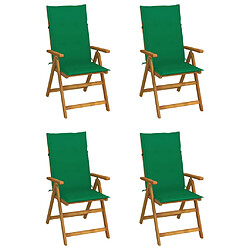 vidaXL Chaises inclinables de jardin lot de 4 et coussins Bois acacia