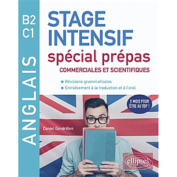 Anglais, B2-C1 : stage intensif spécial prépas commerciales et scientifiques : révisions grammaticales, entraînements à la traduction et à l'oral